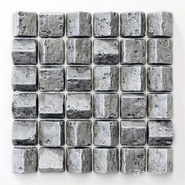 Modern Gray Square Stone Mosaic Wall Decor For Interior Home Decoration 3d model