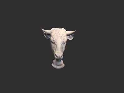 Artistic White Bull Head Sculpture Carving With Pedestal Base Design 3d model