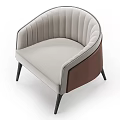 Modern Beige And Brown Accent Chair With Tufted Design Curved Armrest And Black Tapered Legs