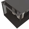 Modern Outdoor Garden Room with Black Frame Large Windows and Louvered Panels