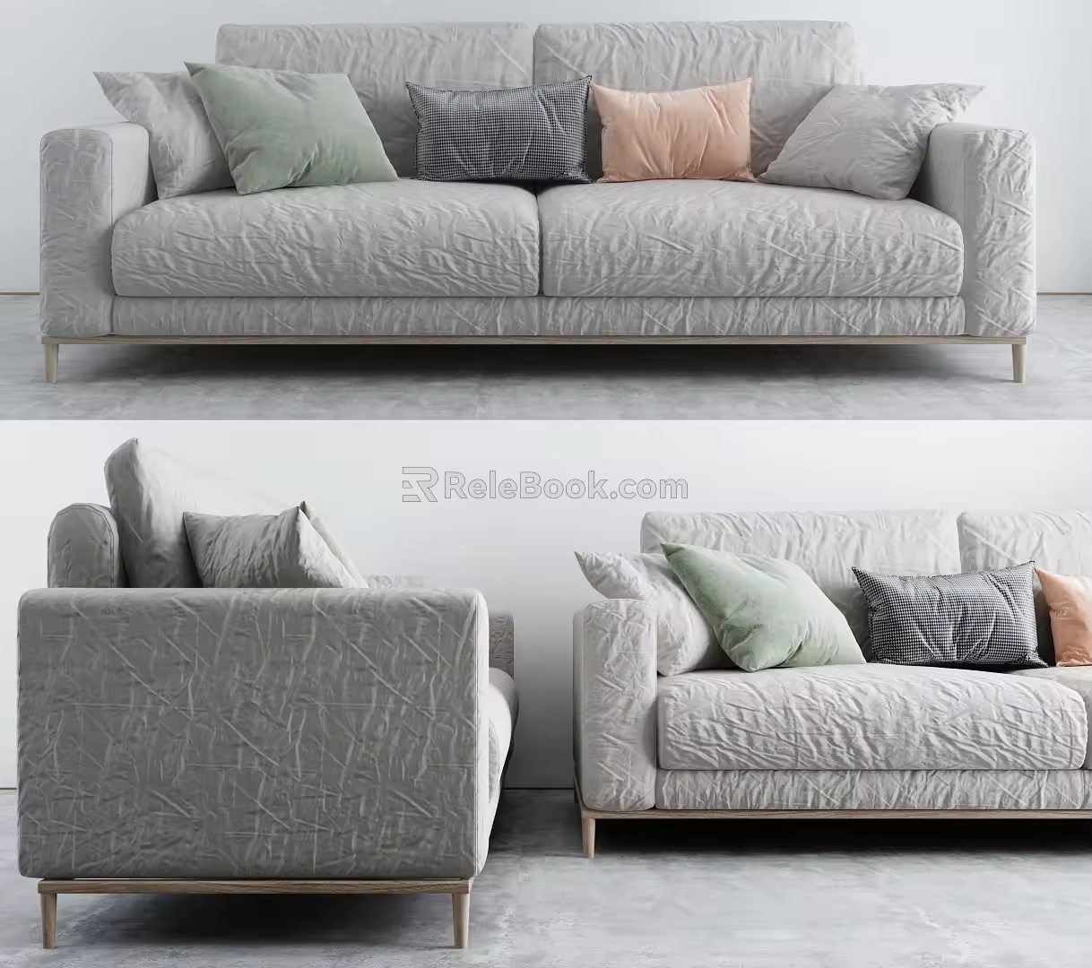 Modern double sofa multiplayer sofa 3d model