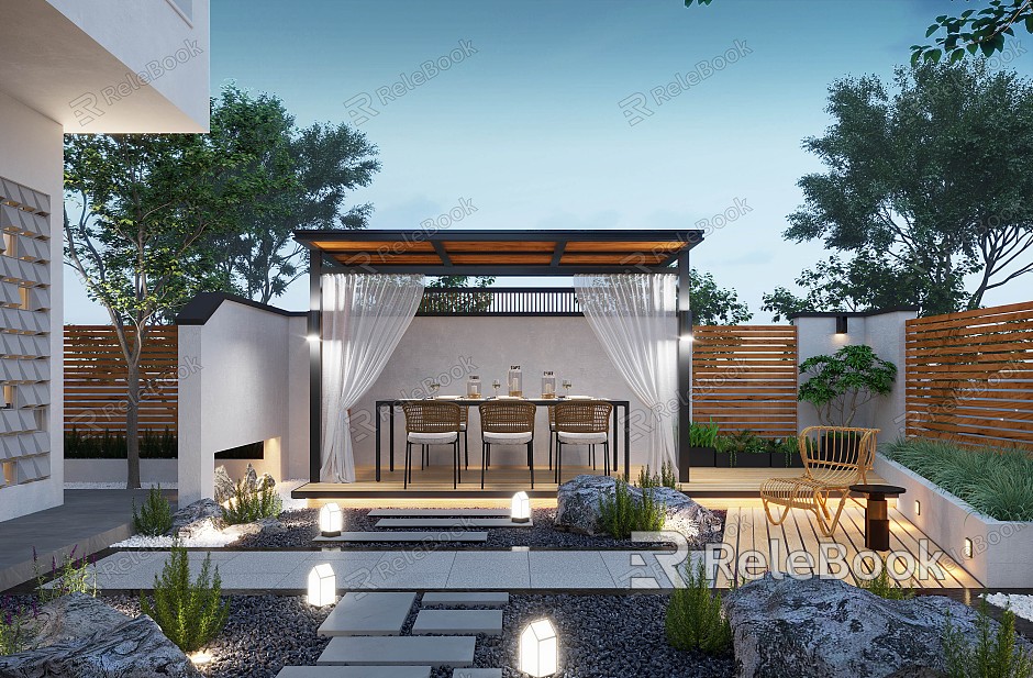 Modern courtyard courtyard landscape model