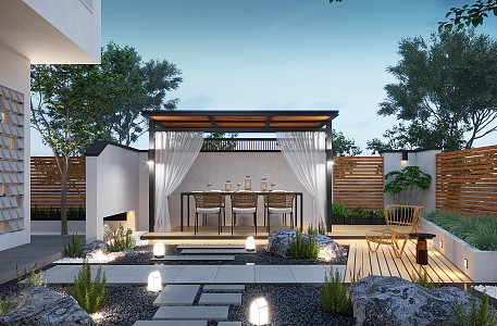 Modern courtyard landscape 3d model