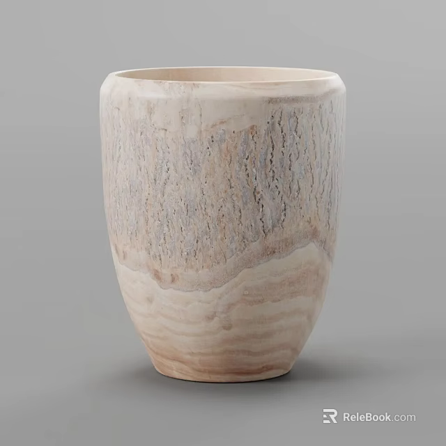 Elegant Bonsai Pot With Natural Stone Texture And Cylindrical Design For Indoor Decorative Plants 3d model 