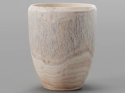 Elegant Bonsai Pot With Natural Stone Texture And Cylindrical Design For Indoor Decorative Plants 3d model