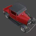 Red Vintage Pickup Truck With Classic Black Top And Silver Wheels