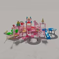 Colorful Playground Equipment With Castle Design Multiple Slides And Fun Decorations
