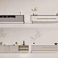 Modern TV Stand Interior With Various Designs Storage Drawers Cabinets Decorative Plants And Vases