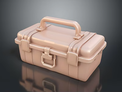 Light Pink Plastic Toolbox With Handle Straps And Buckle Lock For Household Storage 3d model