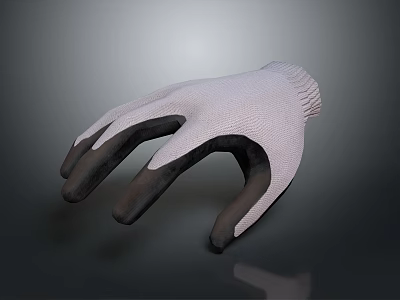 White And Black Knitted Mesh Work Gloves Featuring Protective Design And Comfortable Fit 3d model