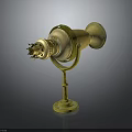 Vintage Golden Metal Equipment With Intricate Top Decorative Stand And Base On Black Surface
