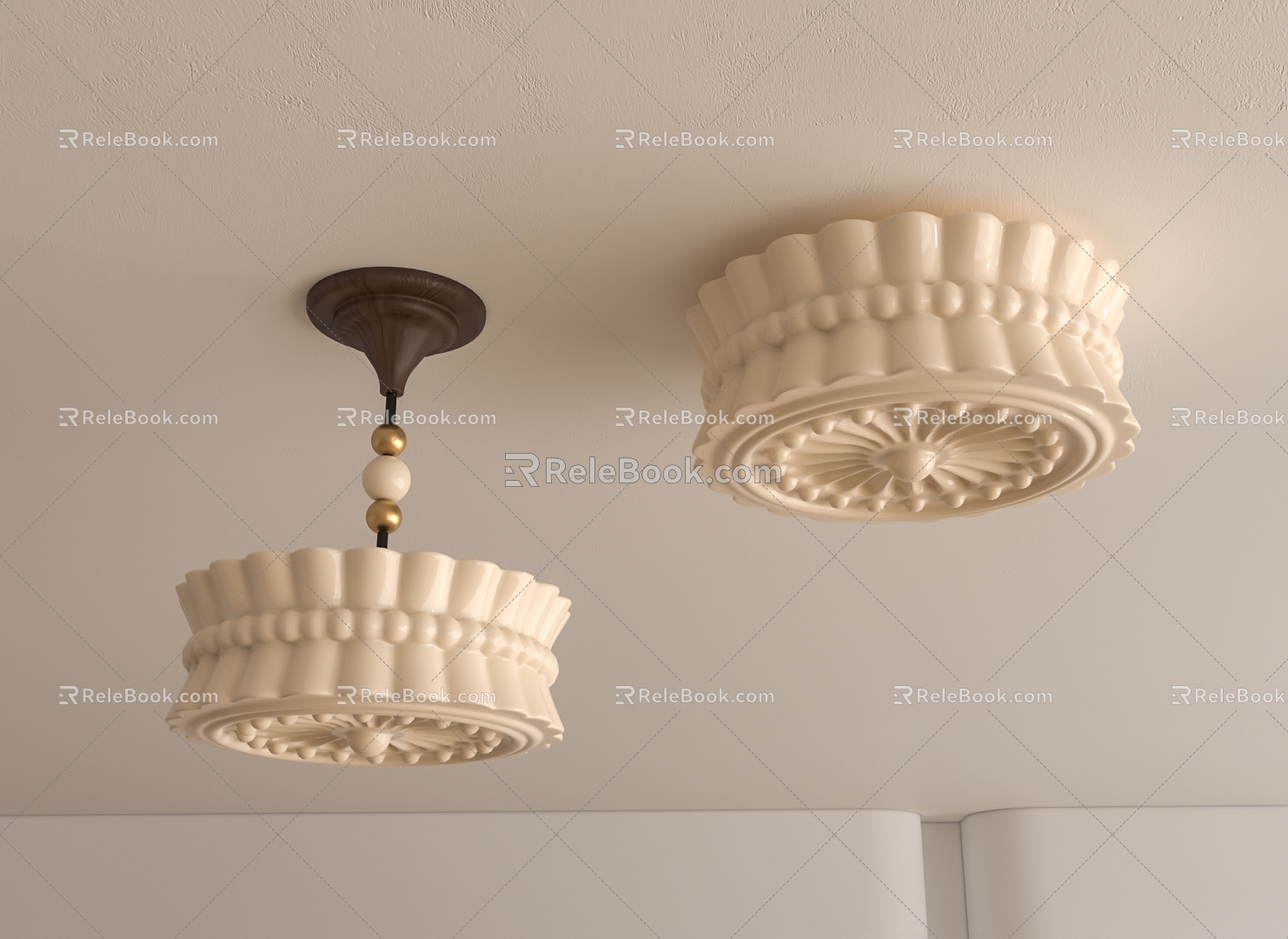 Cream wind ceiling lamp model