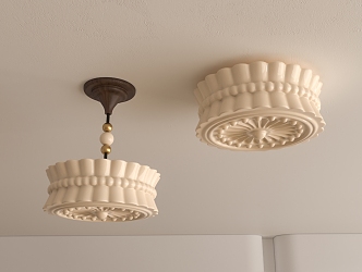 Cream wind ceiling lamp 3d model