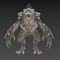 Fierce Monster Design With Glowing Spots Tentacles Open Mouth And Muscular Body