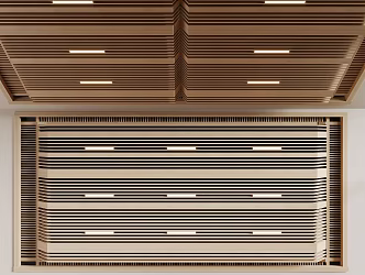 Grid Ceiling Wooden Ceiling Log Wind Ceiling 3d model
