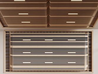 Grid Ceiling Wooden Ceiling Log Wind Ceiling 3d model