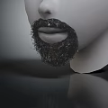 Close Up View Of White Head Model With Detailed Beard Texture 3d model