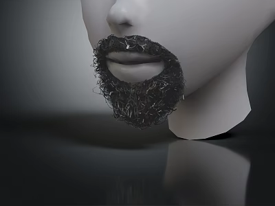 Close Up View Of White Head Model With Detailed Beard Texture 3d model