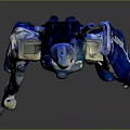 Game And Movie Character Blue And White Armored Robot With Weapon Design