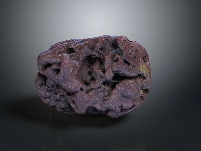 Three Dimensional Porous Purple Natural Stone With Irregular Textured Surface For Interior Decor 3d model