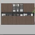 Modern Wooden Bookcase With Glass Cabinets Open Shelves Closed Storage Holding Books And Decorative Items
