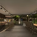 Modern House Exterior Night View With Trees Wall Gate Pillars And Balcony