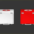 Open White And Red Storage Boxes With Handles As Practical Daily Household Items