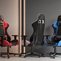 High Back Gaming Chairs In Red Black Blue With Swivel Wheels And Ergonomic Design