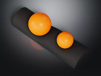 Two Orange Fitness Exercise Balls On Black Support Roller Sports Equipment 3d model