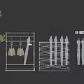 Practical Modern Storage Racks with Wheels Umbrella Holders and Hooks for Home Organization