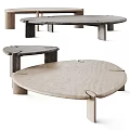 Modern Minimalist Round Concrete Coffee Table With Smooth Surface And Pedestal Legs