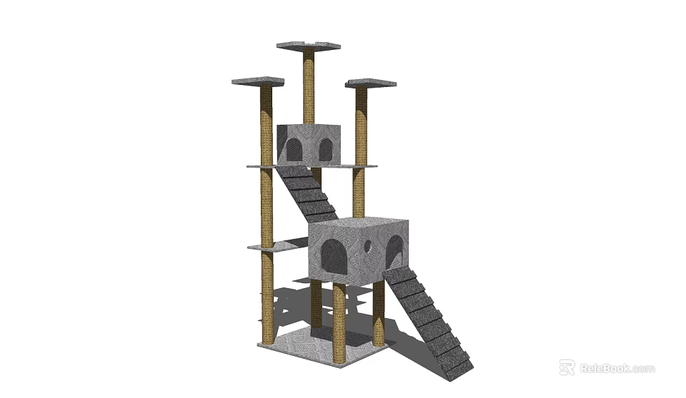 Sturdy Multi Level Cat Tree With Platforms Stairs And Cubby Holes For Pets 3d model 