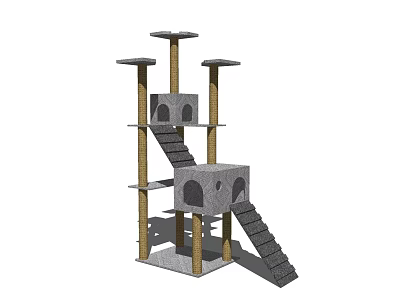 Sturdy Multi Level Cat Tree With Platforms Stairs And Cubby Holes For Pets 3d model