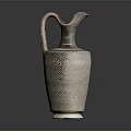Artisanal Sculpted Ceramic Jug With Intricate Carved Patterns Curved Handle And Bird Shaped Spout
