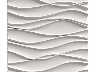 White Wavy Textured Wall Design With 3D Decorative Panels And Modern Style 3d model