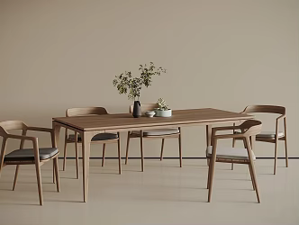 New Chinese Dining Table and Chair Combination Wooden Dining Table Wooden Dining Chair 3d model