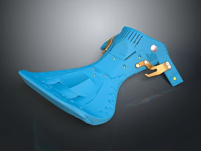 Blue Mechanical Equipment with Yellow Metal Components and Curved Base Design Structure 3d model