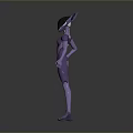Futuristic Purple Humanoid 3D Model With Smooth Texture And Helmet Design Standing Pose 3d model