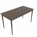Dark Brown Wooden Rectangular Dining Table with Slim Legs and Minimalist Design 3d model