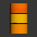 Orange Cylindrical Object With Yellow Stripe And Black Bands On Dark Background