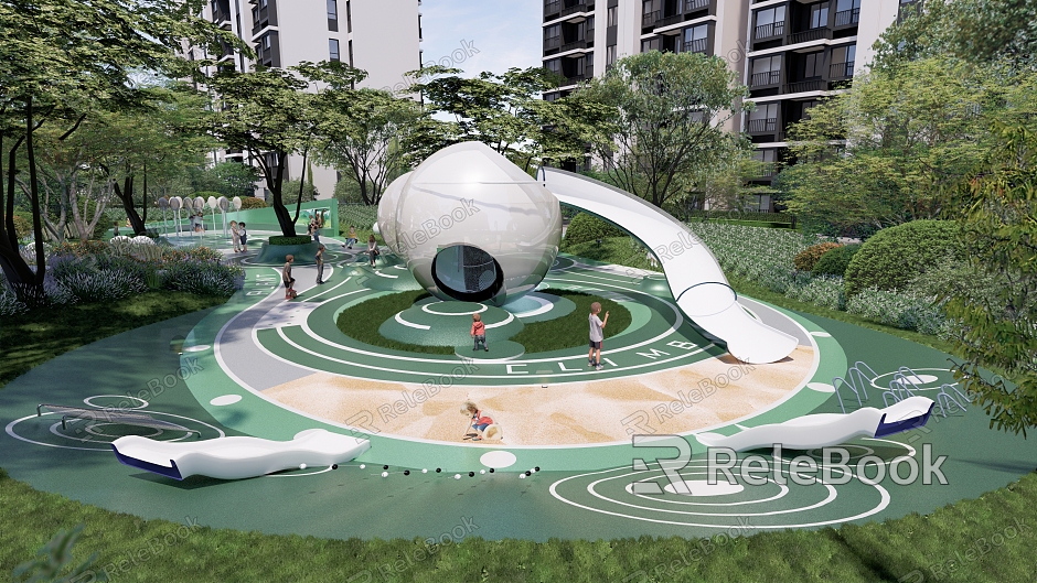 Modern Residential Area Children's Play Area Children's Equipment Slide Plastic Field Ting Step model