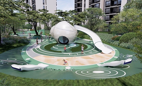 Modern Residential Area Children's Play Area Children's Equipment Slide Plastic Field Ting Step 3d model