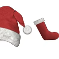 Festive Red Santa Hat And Christmas Stocking With White Trim Holiday Household Items