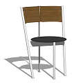 Modern Minimalist Dining Chair With Wooden Backrest Black Seat And Metal Legs