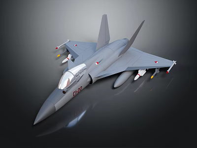 Gray F15 Fighter Jet Model With Missile Attachments And Reflective Surface 3d model