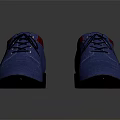 Blue Leather Shoes With Red Accent And Black Sole Lace Up Design For Formal Occasions