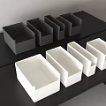 Black And White Storage Boxes In Various Sizes For Desktop Home Organization 3d model