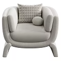 Modern Light Green Single Sofa With Curved Arms Geometric Pillow And Round Cushion