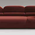 Modern Light Gray And Red Sectional Sofa With Curved Lines Upholstered Design