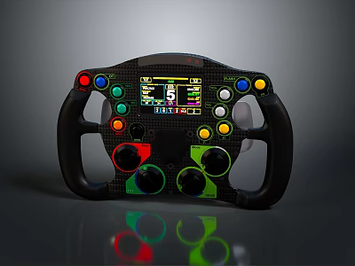 Professional Racing Steering Wheel Commercial Equipment With Multiple Control Buttons And Digital Display Screen 3d model